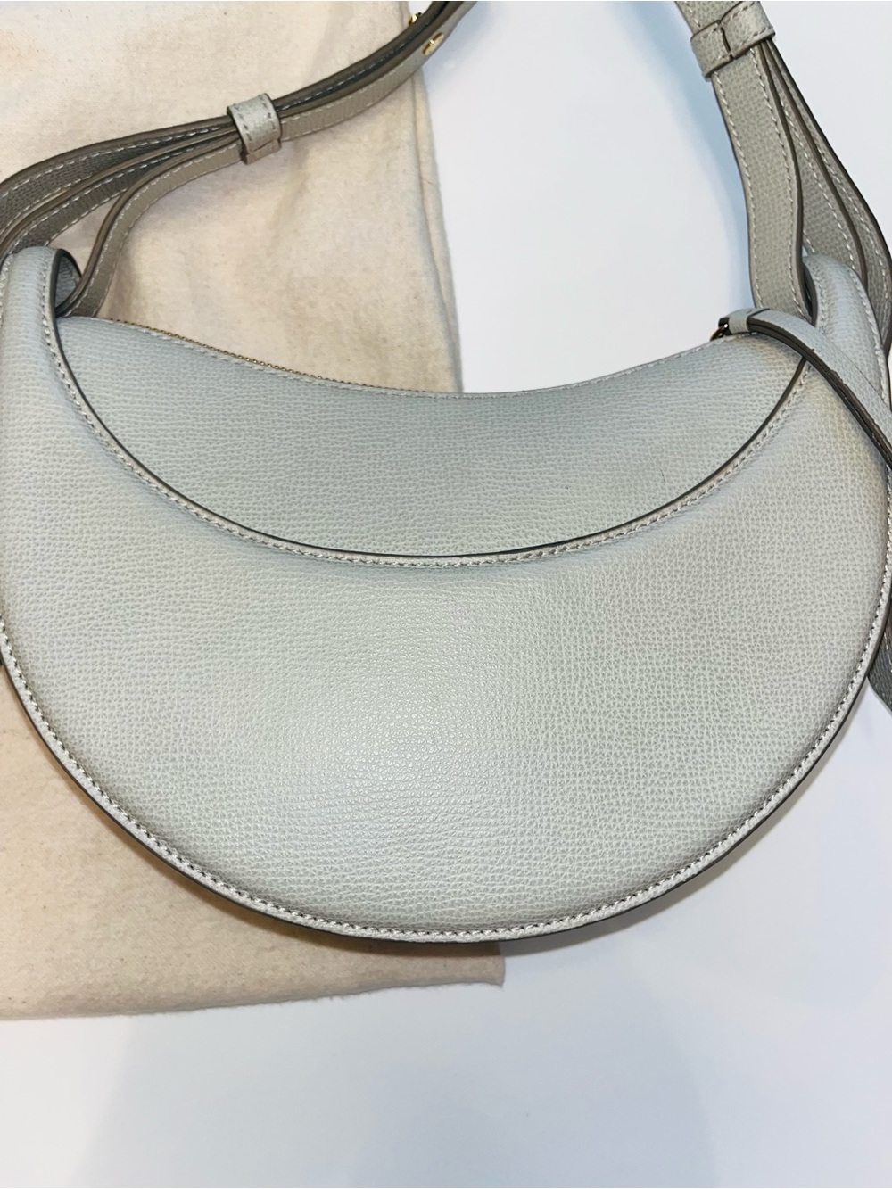 Authentic Polène Numéro Dix Bag - Textured Chalk Leather Crescent Crossbody Bag - Picture 8 of 14